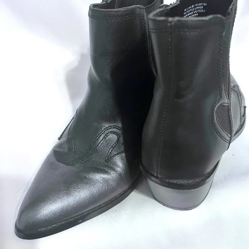 BCBG Girls-Girls Sz. 3M Black/Metallic Ankle Western/Cowgirl Boots-Leather-Fire
